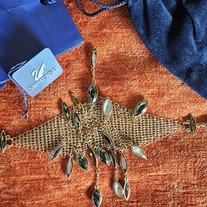 SWAROVSKI Gold "CHAINMAIL" CASCADING WATERFALL TEARDROP BRACELET